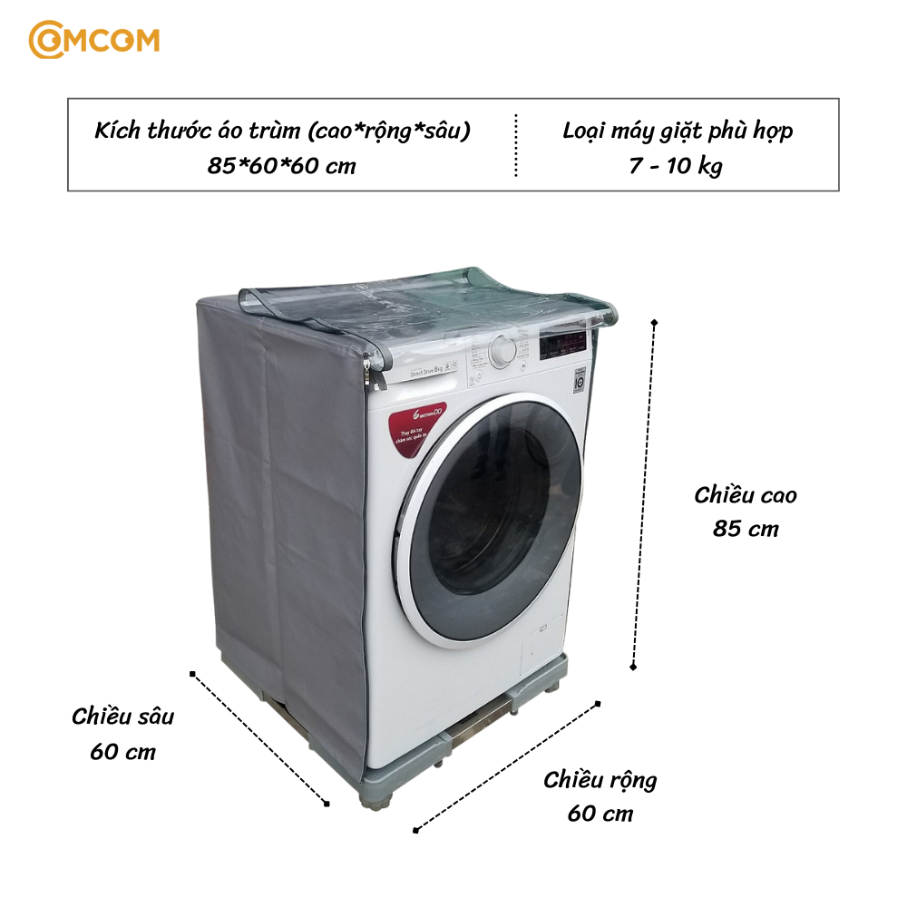 Áo trùm máy giặt cửa trước vải da cao cấp