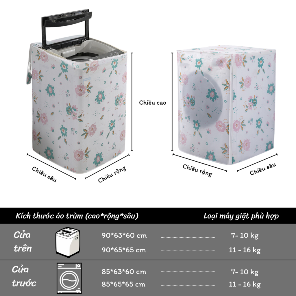 Áo trùm máy giặt chống thấm chống bụi