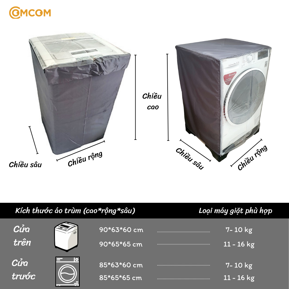 Áo trùm máy giặt vải bạt cao cấp