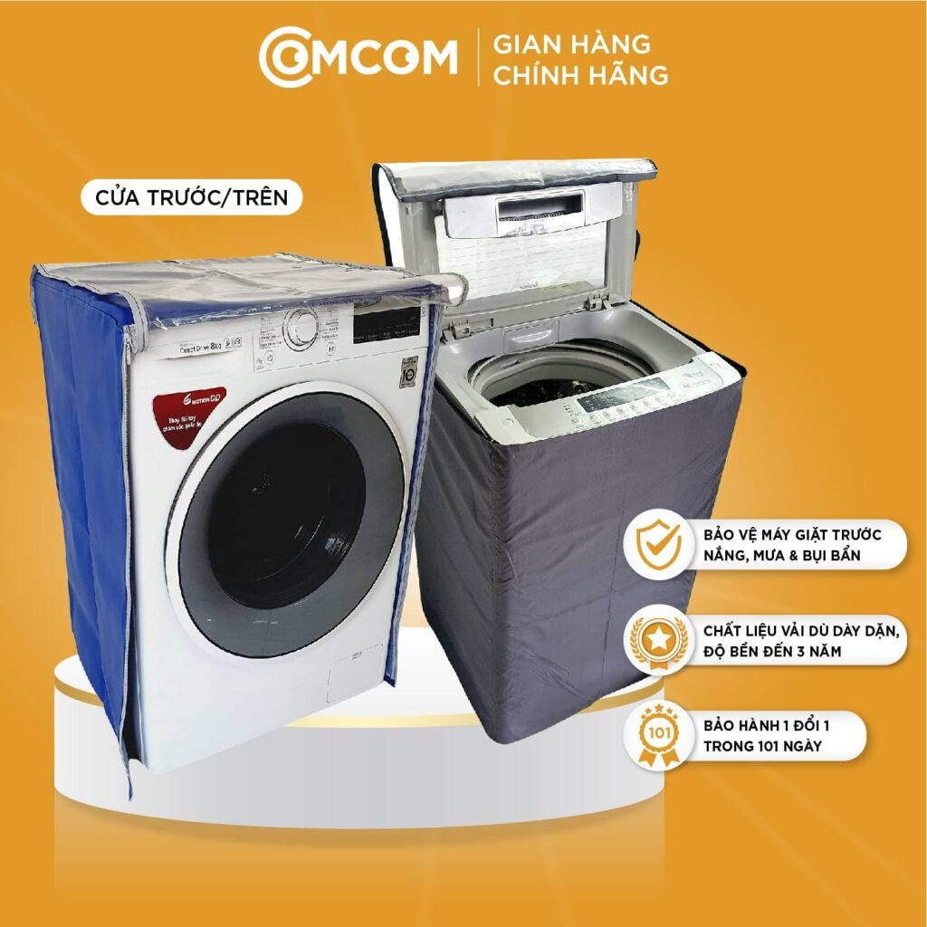 Áo trùm máy giặt may theo yêu cầu