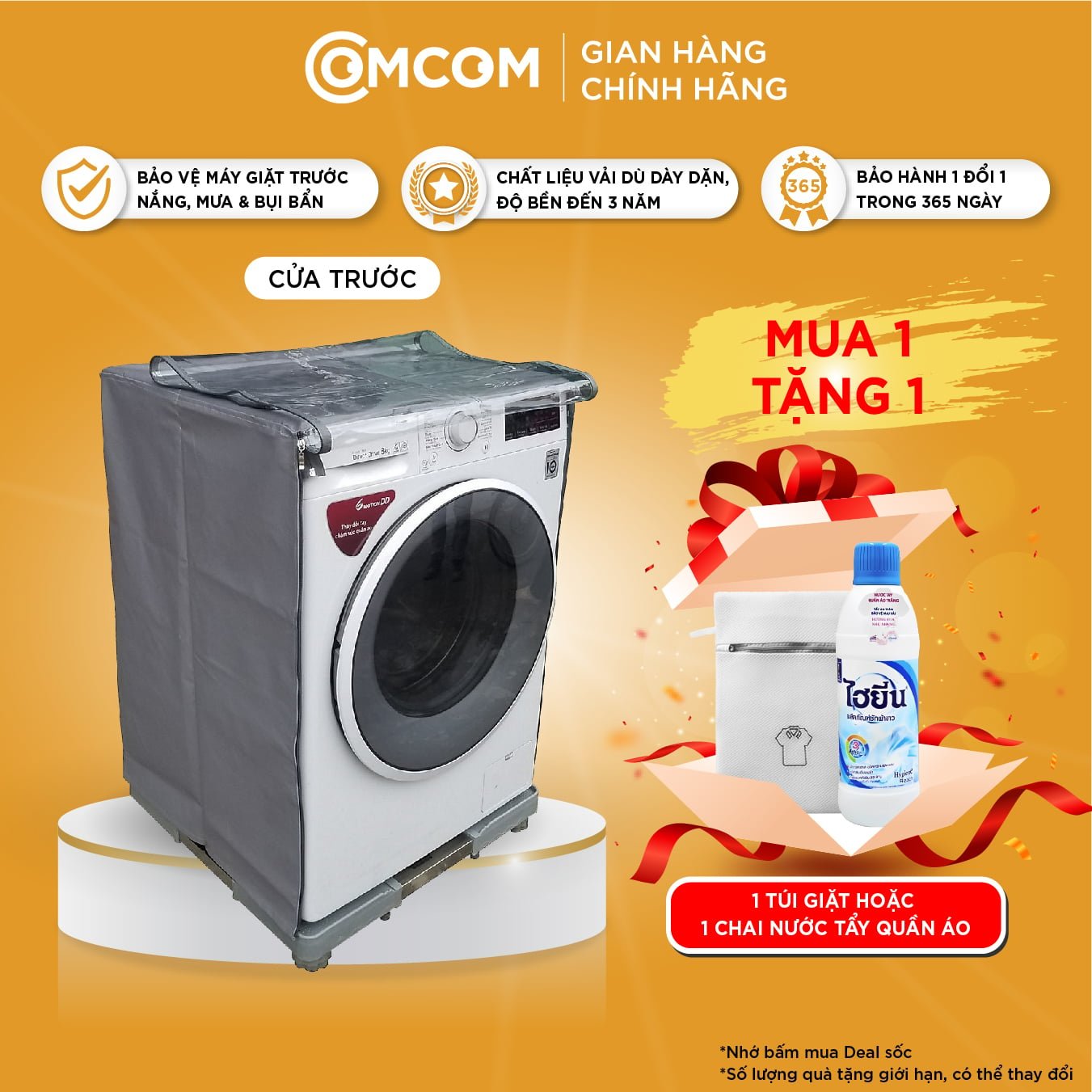 Áo trùm máy giặt cửa trước vải da cao cấp COMCOM